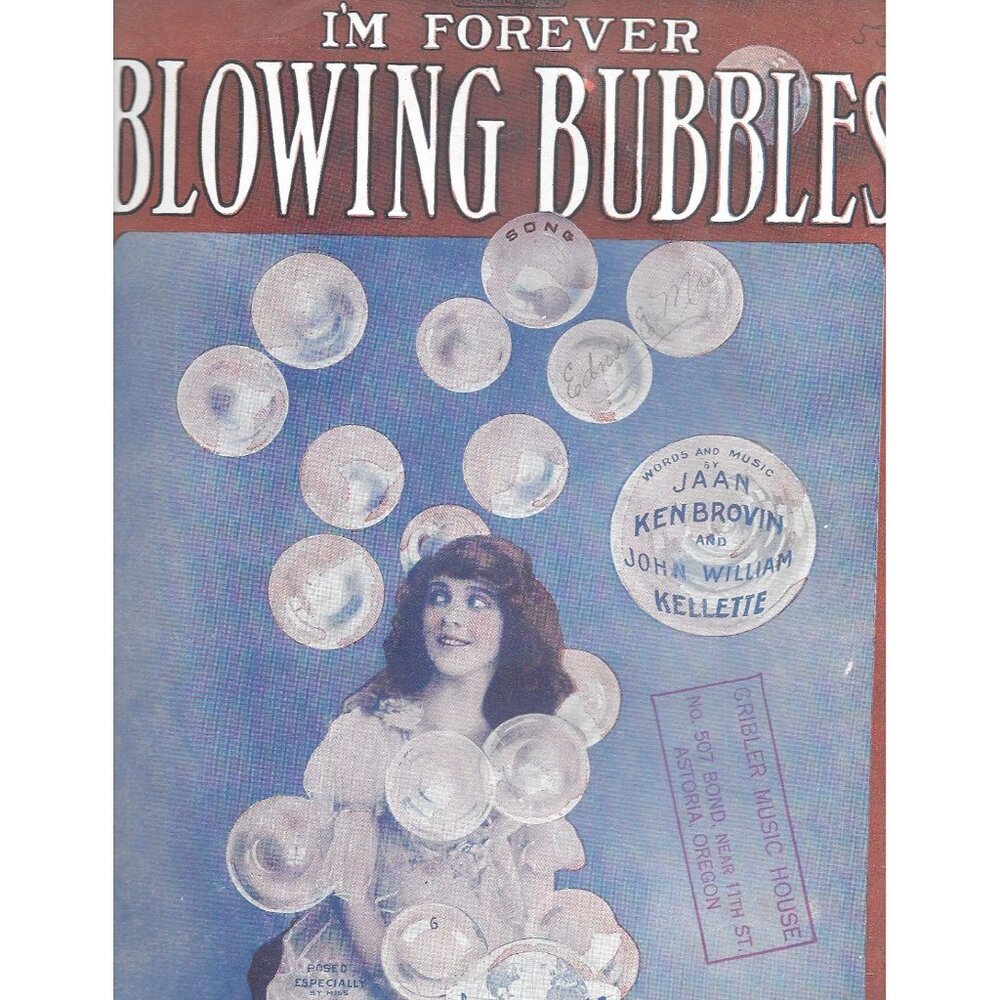 1919 I'm Forever Blowing Bubbles Sheet Music June Caprice Movie Cover